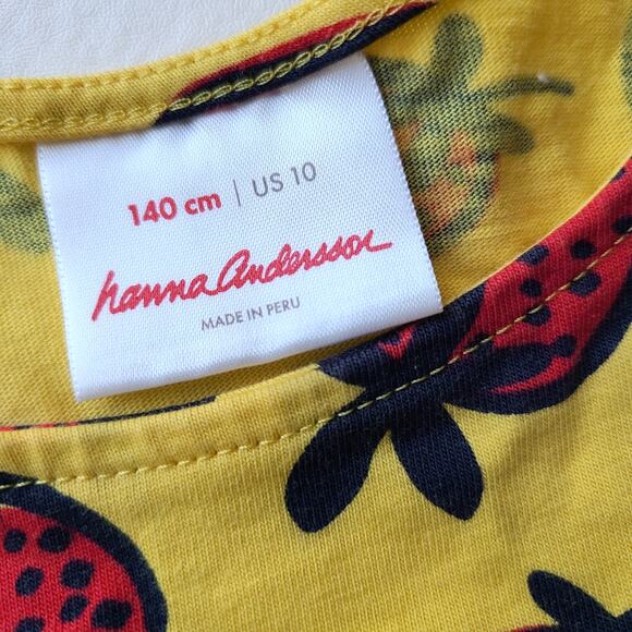 Hanna Andersson Strawberry Print Yellow Swing Dress Girls Size US 10 140cm NWOT - Picture 5 of 7